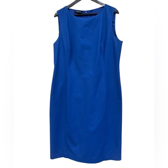 Lafayette 148 blue cotton blend sleeveless sheath dress office professional - Picture 2 of 12